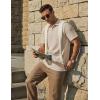 imageCOOFANDY Mens Knit Polo Shirts Short Sleeve Casual Textured Polo Shirt Summer Vintage Collared Golf TShirLight Khaki