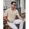 imageCOOFANDY Mens Knit Polo Shirts Short Sleeve Casual Textured Polo Shirt Summer Vintage Collared Golf TShirLight Khaki