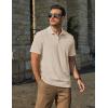 imageCOOFANDY Mens Knit Polo Shirts Short Sleeve Casual Textured Polo Shirt Summer Vintage Collared Golf TShirLight Khaki