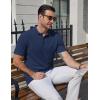 imageCOOFANDY Mens Knit Polo Shirts Short Sleeve Casual Textured Polo Shirt Summer Vintage Collared Golf TShirNavy Blue