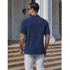 imageCOOFANDY Mens Knit Polo Shirts Short Sleeve Casual Textured Polo Shirt Summer Vintage Collared Golf TShirNavy Blue