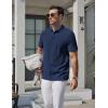 imageCOOFANDY Mens Knit Polo Shirts Short Sleeve Casual Textured Polo Shirt Summer Vintage Collared Golf TShirNavy Blue