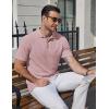 imageCOOFANDY Mens Knit Polo Shirts Short Sleeve Casual Textured Polo Shirt Summer Vintage Collared Golf TShirPink