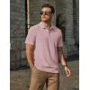imageCOOFANDY Mens Knit Polo Shirts Short Sleeve Casual Textured Polo Shirt Summer Vintage Collared Golf TShirPink