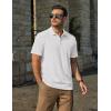imageCOOFANDY Mens Knit Polo Shirts Short Sleeve Casual Textured Polo Shirt Summer Vintage Collared Golf TShirWhite