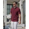 imageCOOFANDY Mens Knit Polo Shirts Short Sleeve Casual Textured Polo Shirt Summer Vintage Collared Golf TShirWine Red