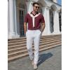 imageCOOFANDY Mens Knit Polo Shirts Short Sleeve Casual Textured Polo Shirt Summer Vintage Collared Golf TShirWine Red