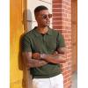 imageCOOFANDY Mens Knit Polo Shirts Short Sleeve Slim Fit Textured Golf Polo Shirt Casual Summer Vacation TShirtsArmy Green