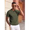 imageCOOFANDY Mens Knit Polo Shirts Short Sleeve Slim Fit Textured Golf Polo Shirt Casual Summer Vacation TShirtsArmy Green