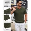 imageCOOFANDY Mens Knit Polo Shirts Short Sleeve Slim Fit Textured Golf Polo Shirt Casual Summer Vacation TShirtsArmy Green