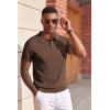 imageCOOFANDY Mens Knit Polo Shirts Short Sleeve Slim Fit Textured Golf Polo Shirt Casual Summer Vacation TShirtsBrown