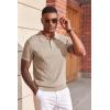 imageCOOFANDY Mens Knit Polo Shirts Short Sleeve Slim Fit Textured Golf Polo Shirt Casual Summer Vacation TShirtsKhaki