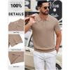 imageCOOFANDY Mens Knit Polo Shirts Short Sleeve Slim Fit Textured Golf Polo Shirt Casual Summer Vacation TShirtsKhaki