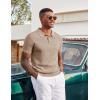 imageCOOFANDY Mens Knit Polo Shirts Short Sleeve Slim Fit Textured Golf Polo Shirt Casual Summer Vacation TShirtsKhaki