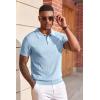 imageCOOFANDY Mens Knit Polo Shirts Short Sleeve Slim Fit Textured Golf Polo Shirt Casual Summer Vacation TShirtsLight Blue