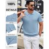 imageCOOFANDY Mens Knit Polo Shirts Short Sleeve Slim Fit Textured Golf Polo Shirt Casual Summer Vacation TShirtsLight Blue