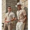 imageCOOFANDY Mens Knit Polo Shirts Short Sleeve Slim Fit Textured Golf Polo Shirt Casual Summer Vacation TShirtsLight Khaki