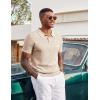 imageCOOFANDY Mens Knit Polo Shirts Short Sleeve Slim Fit Textured Golf Polo Shirt Casual Summer Vacation TShirtsLight Khaki