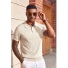 imageCOOFANDY Mens Knit Polo Shirts Short Sleeve Slim Fit Textured Golf Polo Shirt Casual Summer Vacation TShirtsLight Khaki