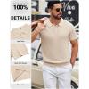 imageCOOFANDY Mens Knit Polo Shirts Short Sleeve Slim Fit Textured Golf Polo Shirt Casual Summer Vacation TShirtsLight Khaki