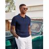 imageCOOFANDY Mens Knit Polo Shirts Short Sleeve Slim Fit Textured Golf Polo Shirt Casual Summer Vacation TShirtsNavy Blue