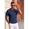 imageCOOFANDY Mens Knit Polo Shirts Short Sleeve Slim Fit Textured Golf Polo Shirt Casual Summer Vacation TShirtsNavy Blue