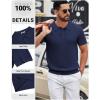 imageCOOFANDY Mens Knit Polo Shirts Short Sleeve Slim Fit Textured Golf Polo Shirt Casual Summer Vacation TShirtsNavy Blue