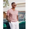 imageCOOFANDY Mens Knit Polo Shirts Short Sleeve Slim Fit Textured Golf Polo Shirt Casual Summer Vacation TShirtsPink