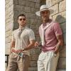 imageCOOFANDY Mens Knit Polo Shirts Short Sleeve Slim Fit Textured Golf Polo Shirt Casual Summer Vacation TShirtsPink