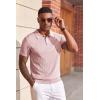 imageCOOFANDY Mens Knit Polo Shirts Short Sleeve Slim Fit Textured Golf Polo Shirt Casual Summer Vacation TShirtsPink