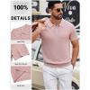 imageCOOFANDY Mens Knit Polo Shirts Short Sleeve Slim Fit Textured Golf Polo Shirt Casual Summer Vacation TShirtsPink