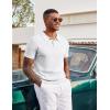 imageCOOFANDY Mens Knit Polo Shirts Short Sleeve Slim Fit Textured Golf Polo Shirt Casual Summer Vacation TShirtsWhite