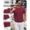 imageCOOFANDY Mens Knit Polo Shirts Short Sleeve Slim Fit Textured Golf Polo Shirt Casual Summer Vacation TShirtsWine Red