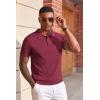 imageCOOFANDY Mens Knit Polo Shirts Short Sleeve Slim Fit Textured Golf Polo Shirt Casual Summer Vacation TShirtsWine Red