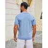 imageCOOFANDY Mens Knit Polo Shirts V Neck Short Sleeve Ribbed Textured Polo Shirt Stretch Casual Golf Shirts Collared T Shirt01light Blue
