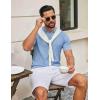 imageCOOFANDY Mens Knit Polo Shirts V Neck Short Sleeve Ribbed Textured Polo Shirt Stretch Casual Golf Shirts Collared T Shirt01light Blue