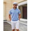 imageCOOFANDY Mens Knit Polo Shirts V Neck Short Sleeve Ribbed Textured Polo Shirt Stretch Casual Golf Shirts Collared T Shirt01light Blue