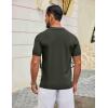 imageCOOFANDY Mens Knit Polo Shirts V Neck Short Sleeve Ribbed Textured Polo Shirt Stretch Casual Golf Shirts Collared T ShirtArmy Green