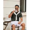 imageCOOFANDY Mens Knit Polo Shirts V Neck Short Sleeve Ribbed Textured Polo Shirt Stretch Casual Golf Shirts Collared T ShirtArmy Green