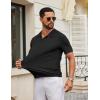 imageCOOFANDY Mens Knit Polo Shirts V Neck Short Sleeve Ribbed Textured Polo Shirt Stretch Casual Golf Shirts Collared T ShirtBlack