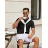 imageCOOFANDY Mens Knit Polo Shirts V Neck Short Sleeve Ribbed Textured Polo Shirt Stretch Casual Golf Shirts Collared T ShirtBlack