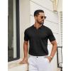 imageCOOFANDY Mens Knit Polo Shirts V Neck Short Sleeve Ribbed Textured Polo Shirt Stretch Casual Golf Shirts Collared T ShirtBlack
