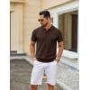 imageCOOFANDY Mens Knit Polo Shirts V Neck Short Sleeve Ribbed Textured Polo Shirt Stretch Casual Golf Shirts Collared T ShirtBrown
