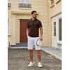 imageCOOFANDY Mens Knit Polo Shirts V Neck Short Sleeve Ribbed Textured Polo Shirt Stretch Casual Golf Shirts Collared T ShirtBrown