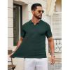 imageCOOFANDY Mens Knit Polo Shirts V Neck Short Sleeve Ribbed Textured Polo Shirt Stretch Casual Golf Shirts Collared T ShirtDark Green