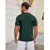 imageCOOFANDY Mens Knit Polo Shirts V Neck Short Sleeve Ribbed Textured Polo Shirt Stretch Casual Golf Shirts Collared T ShirtDark Green