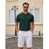 imageCOOFANDY Mens Knit Polo Shirts V Neck Short Sleeve Ribbed Textured Polo Shirt Stretch Casual Golf Shirts Collared T ShirtDark Green