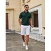 imageCOOFANDY Mens Knit Polo Shirts V Neck Short Sleeve Ribbed Textured Polo Shirt Stretch Casual Golf Shirts Collared T ShirtDark Green