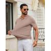 imageCOOFANDY Mens Knit Polo Shirts V Neck Short Sleeve Ribbed Textured Polo Shirt Stretch Casual Golf Shirts Collared T ShirtKhaki
