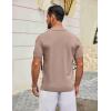 imageCOOFANDY Mens Knit Polo Shirts V Neck Short Sleeve Ribbed Textured Polo Shirt Stretch Casual Golf Shirts Collared T ShirtKhaki